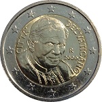 2 euros Vatican Benoït XVI