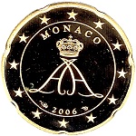 20 centimes Monaco monogramme Albert II