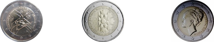 3 exemples de pièces de 2 euros chères