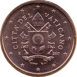 5 centimes Vatican armoiries du pape François