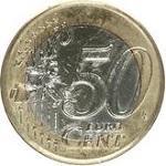 1 euro fautée avec impression 50 centimes