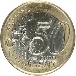 50 centimes sur flan de 1 euro