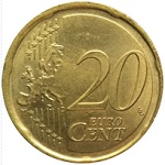 pièce de 20 centimes avec erreur de carte