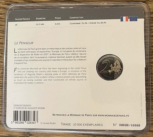 2017 - 100 ans de la mort d'Auguste Rodin bu arrière