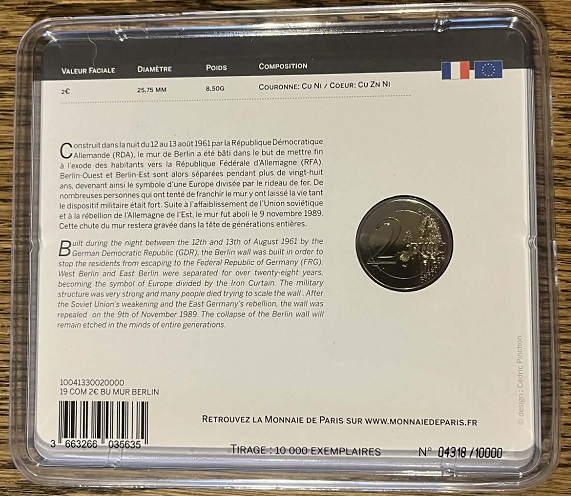 2019 - 30 ans de la chute du mur de Berlin bu arrière