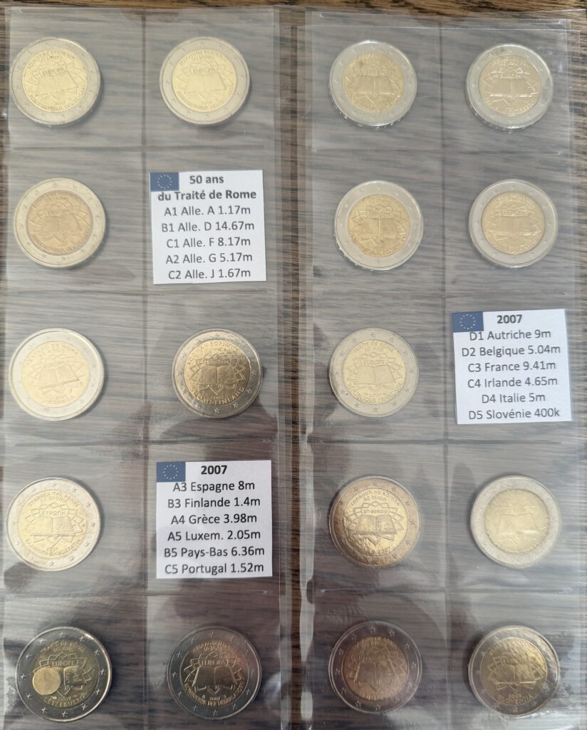 17 pièces de 2 euros Traité de Rome 2007 UNC