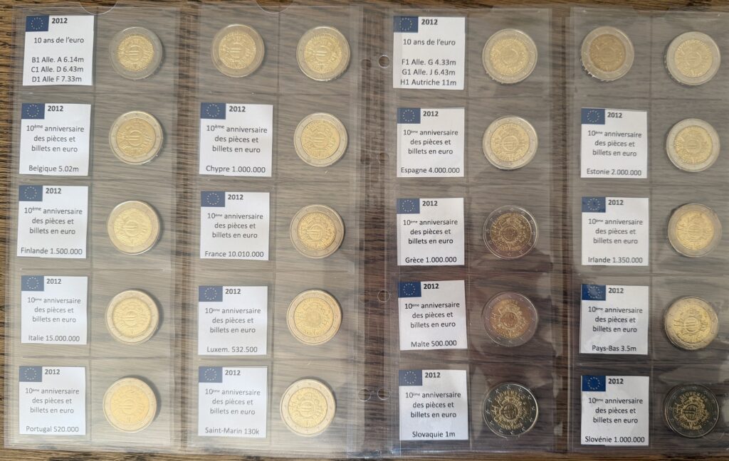 22 pièces de 2 euros 2002-2012 10 ans de l'Euro UNC
