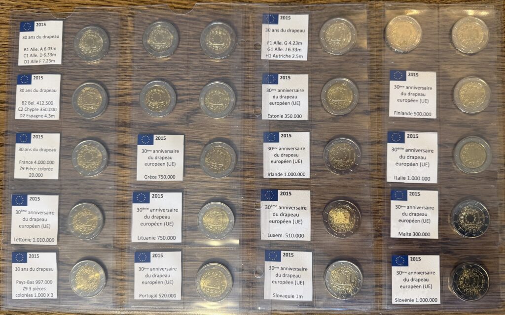23 pièces de 2 euros 1985-2015 Drapeau Européen UNC