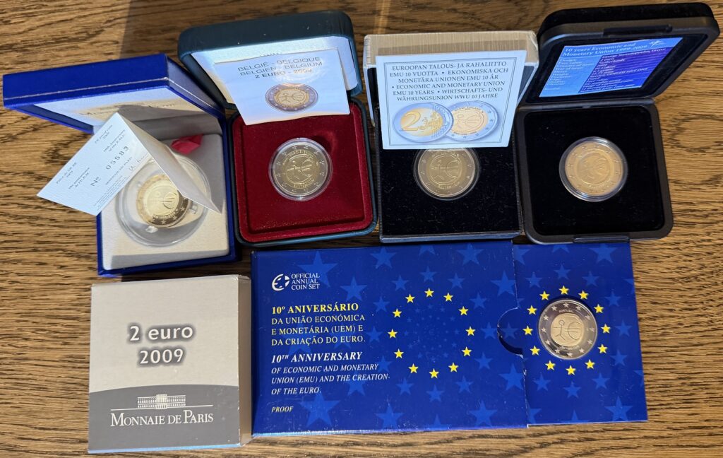 5 pièces de 2 euros avec un bonhomme et un bâton 1999 - 2009 BE