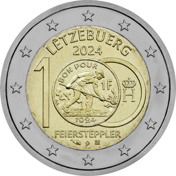 2024 – 100 ans de l’introduction des pièces en franc luxembourgeois à l’effigie du Feiersteppler – version relief