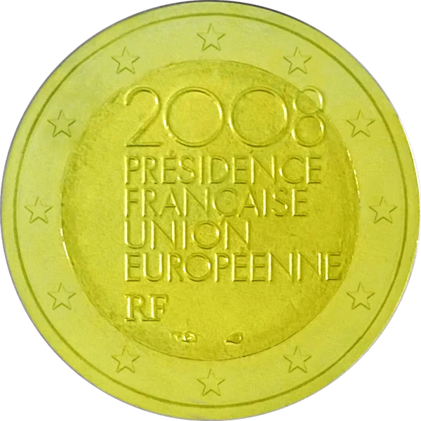 Pièce de 2 euros Présidence Union Européenne RF 2008 version dorée