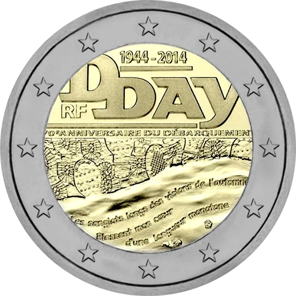 Pièce de 2 euros DDAY 1944-2014 RF 70° anniversaire du débarquement