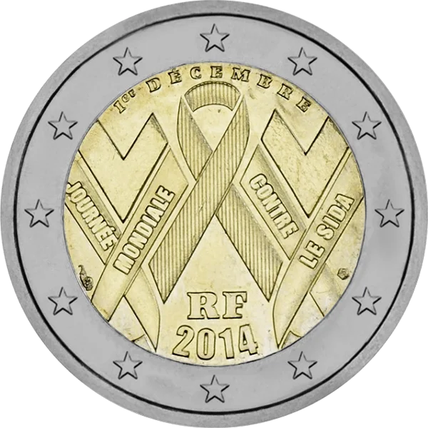 Pièce de 2 euros 1er décembre Journée Mondiale Contre le Sida RF 2014