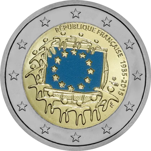 Pièce de 2 euros République Française 1985-2015 30 ans du drapeau européen version couleur