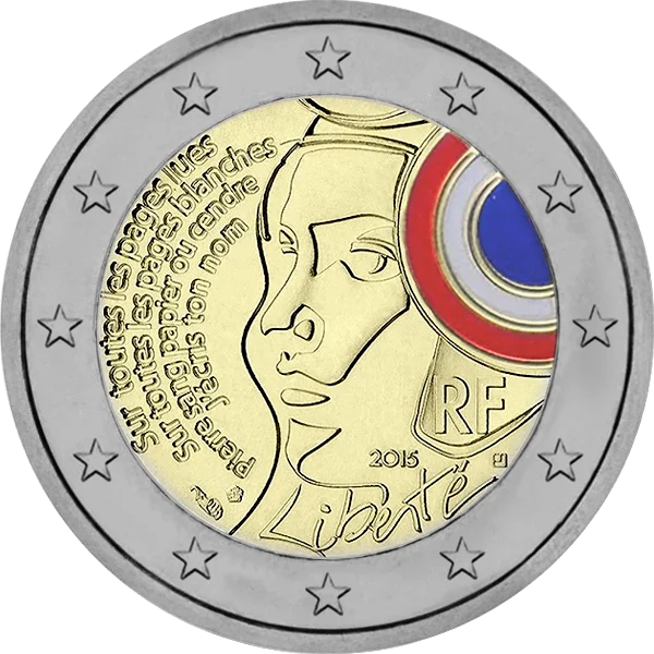 Pièce de 2 euros 225 ans de la Fête de la Fédération Liberté 2015 RF version couleur
