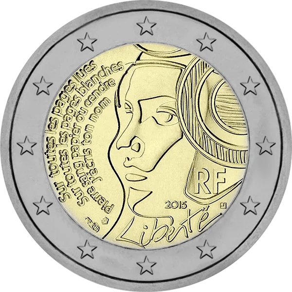 Pièce de 2 euros 225 ans de la Fête de la Fédération Liberté 2015 RF