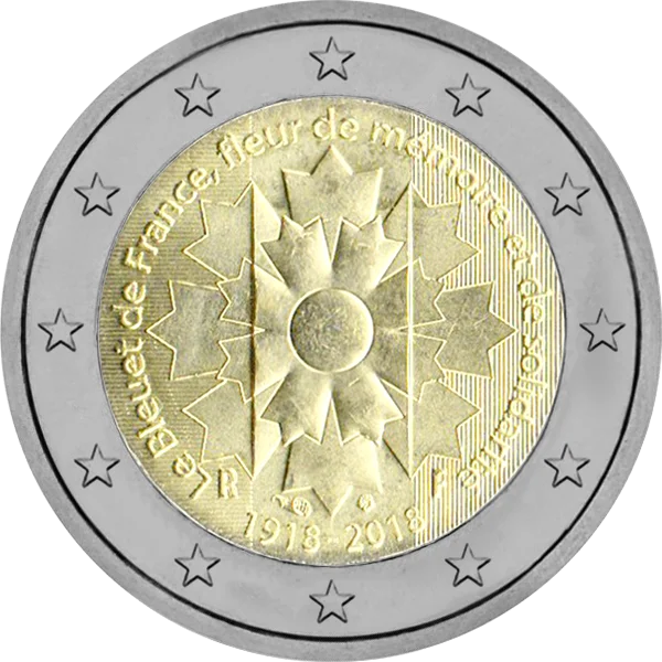 Pièce de 2 euros Le bleuet de france fleur de memoire et de solidarité 1918-2018