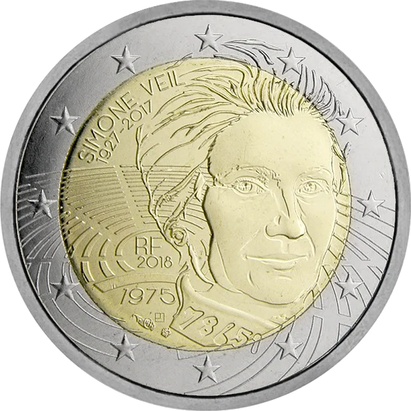 Pièce de 2 euros Simone Veil 1927-2017 RF 2018 1975 78651 avec son portrait