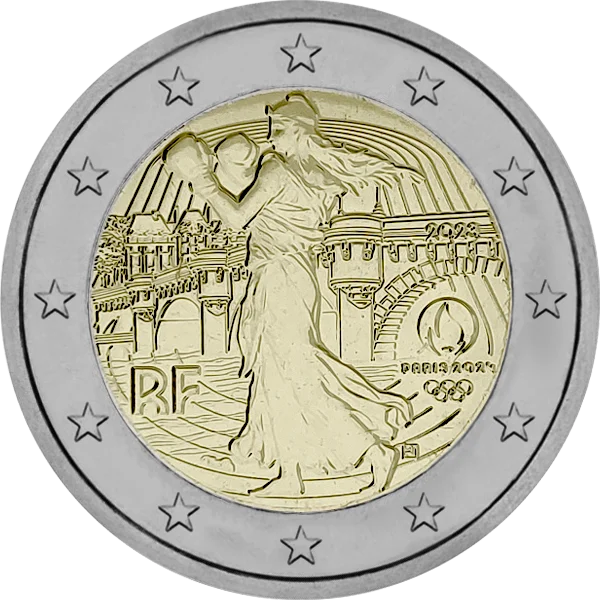 Pièce de 2 euros JO Paris 2024 La Semeuse 2023 pratiquant la boxe