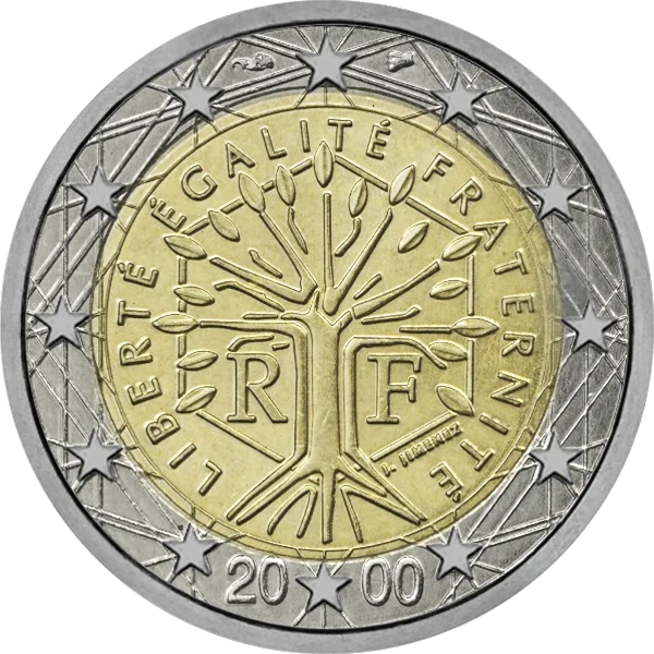 Pièce de 2 euros de France courante 1999 à 2021