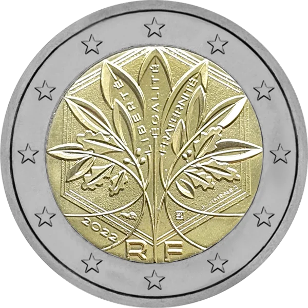 Pièce de 2 euros de France courante depuis 2022