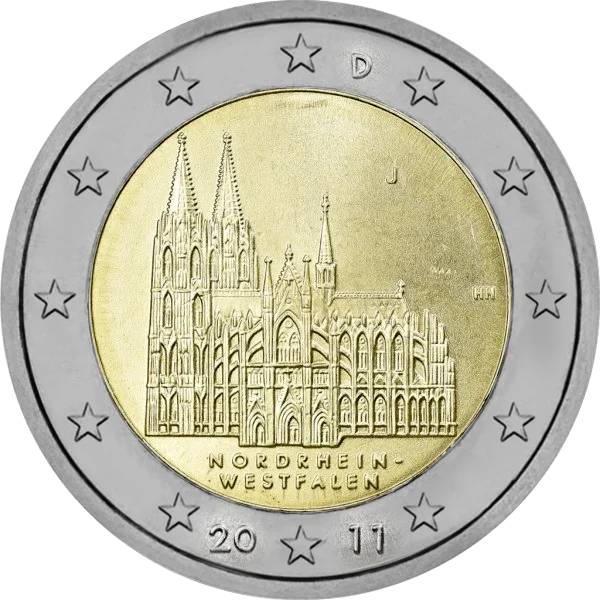 Pièce de 2 euros Nordrhein-Westfalen 2011 avec cathédrale de Cologne