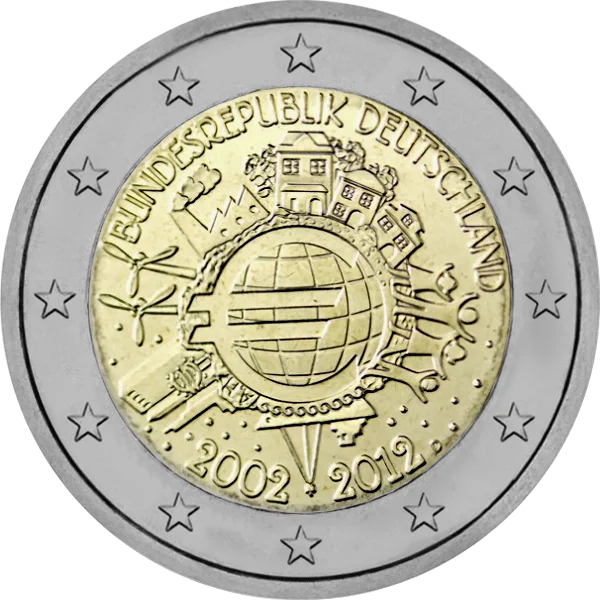 Pièce de 2 euros Bundesrepublik Deutschland 2002-2012 avec logo Euro au centre du globe terrestre