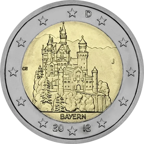 Pièce de 2 euros Bayern 2012 avec château de Neuschwanstein