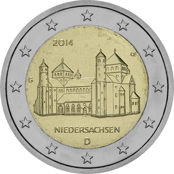 Pièce de 2 euros Niedersachsen 2014 avec une église