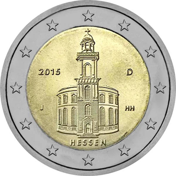 Pièce de 2 euros Hessen 2015 avec une église