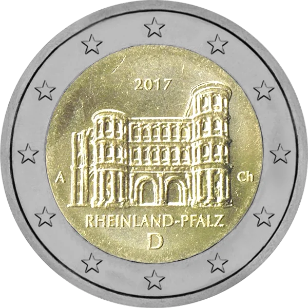 Pièce de 2 euros Rheinland-Pfalz 2017 avec un château