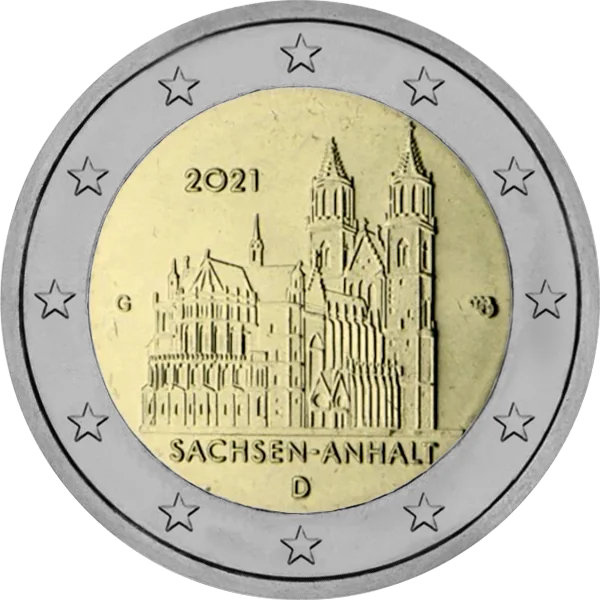Pièce de 2 euros Sachsen-Anhalt 2021 avec un château