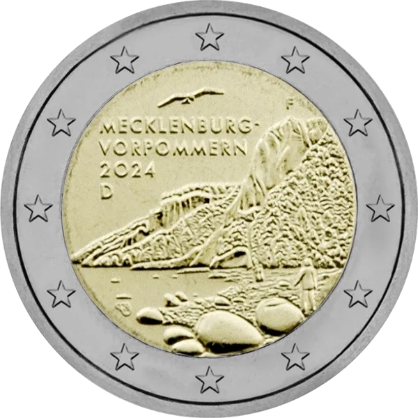 Pièce de 2 euros Mecklenburg-Vorpommern 2024 avec le parc national de Jasmund
