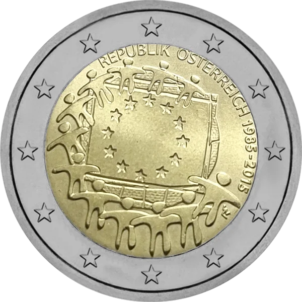 Pièce de 2 euros Republik Österreich 1985-2015 30 ans du drapeau européen