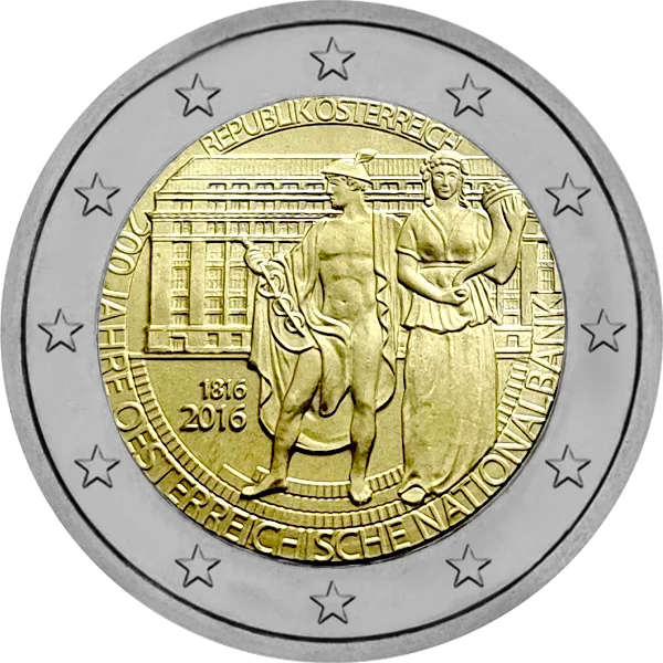 Pièce de 2 euros 200 Jahre Oesterreichische Nationalbank 1816-2016 Republik Österreich