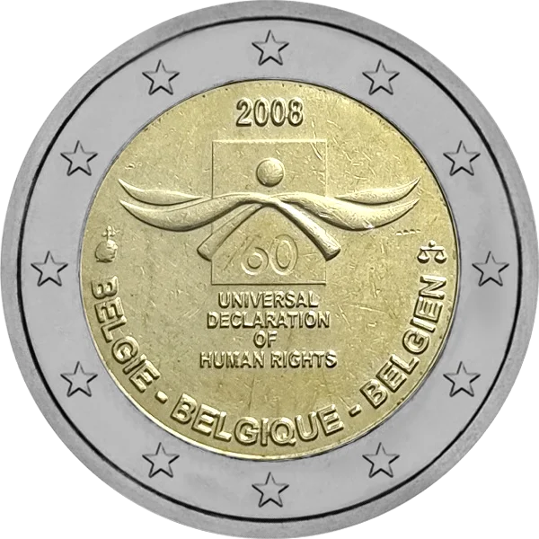 Pièce de 2 euros 60 Universal Declaration of Human Rights 2008 Belgie - Belgique - Belgien