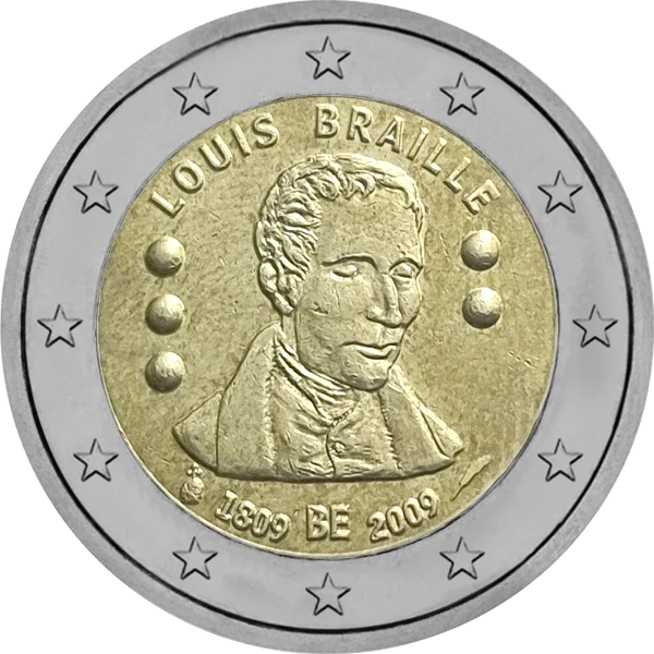 Pièce de 2 euros Louis Braille 1809 BE 2009