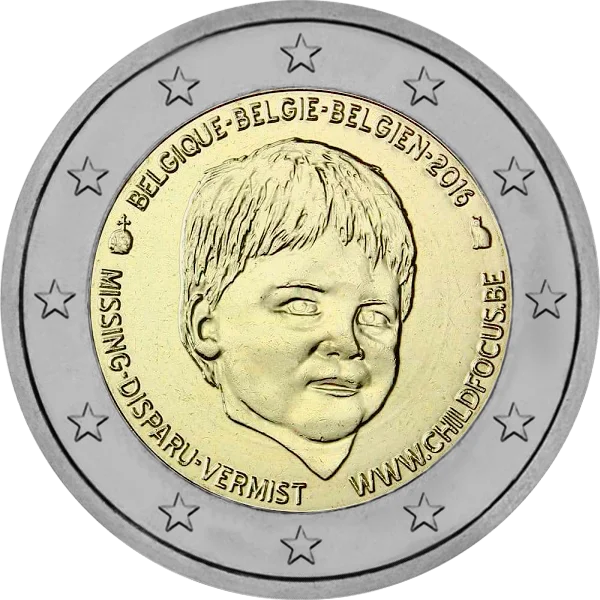 Pièce de 2 euros Missing -Disparu-Vermist www.childforcus.be Belgique-Belgie-Belgien-2016