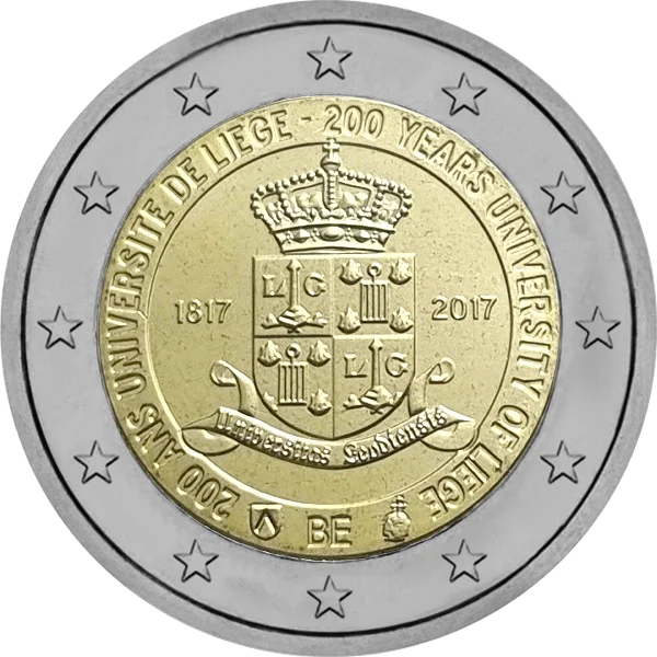 Pièce de 2 euros 200 ans Universite Liege - 200 years University of Lieve 1817 2017 BE