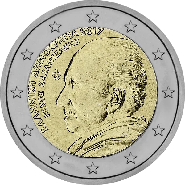 Pièce de 2 euros Nikoe Kazantakhe 2017 60 ans de la mort de Níkos Kazantzákis