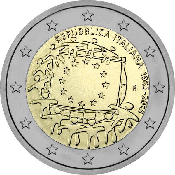 Pièce de 2 euros Repubblica Italiana 1985-2015 30 ans du drapeau européen
