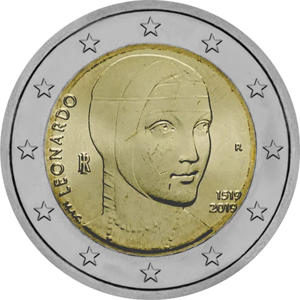Pièce de 2 euros Leonardo da Vinci 1519-2019