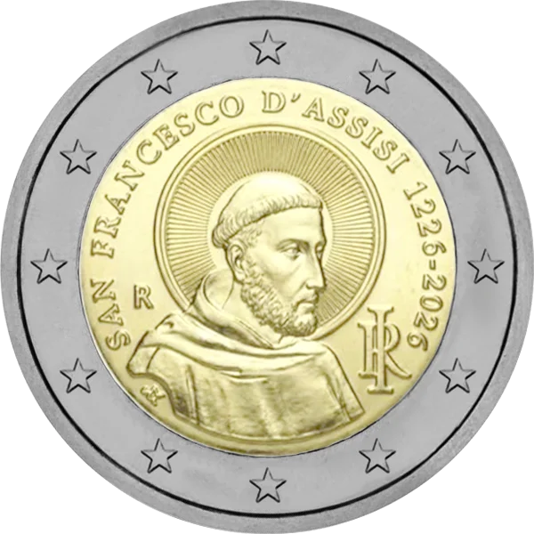 Pièce de 2 euros San Francesco d'Assisi 1226-2026