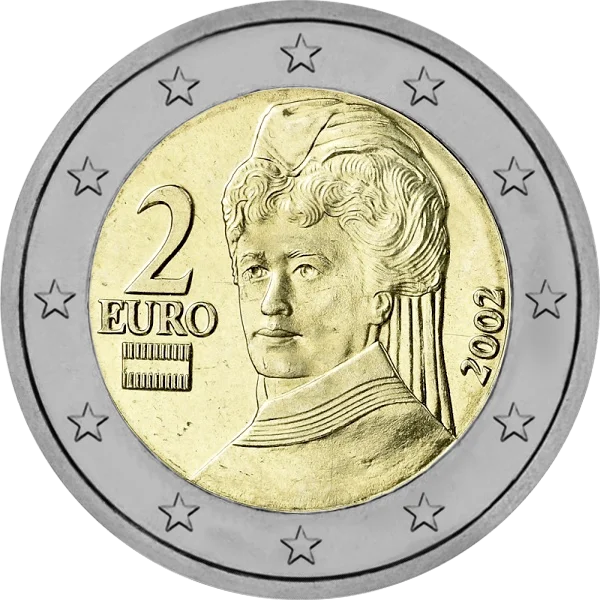 Pièce de 2 euros avec une tête de femme