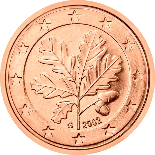 Pièce de 1 centime avec feuille de chêne