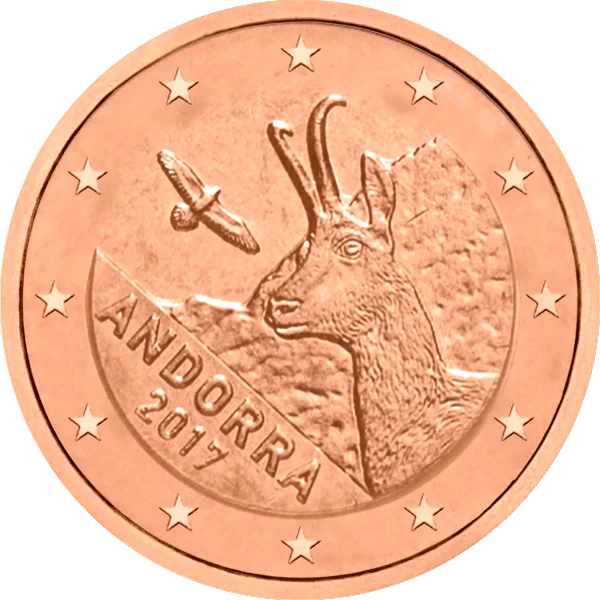 Pièce de 1 centime Andorra avec une chèvre