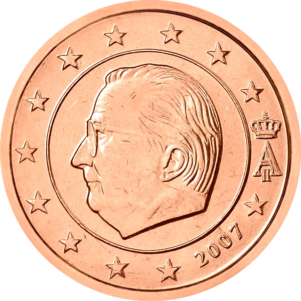 Pièce de 1 centime Belgique avec un homme à lunette