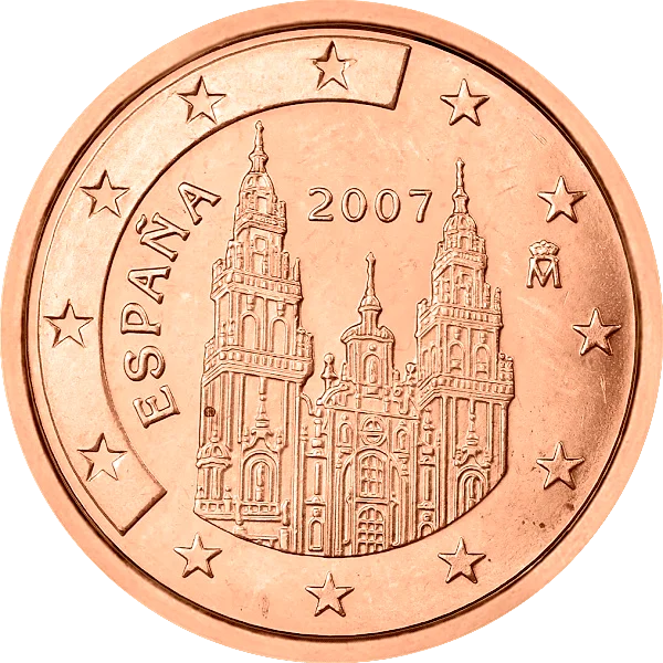 Pièce de 1 centime Espana avec une cathédrale