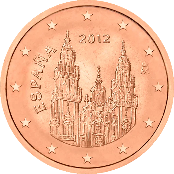 Pièce de 1 centime Espana avec une cathédrale