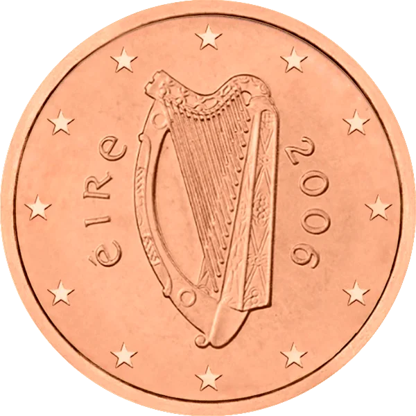 Pièce de 1 centime Eire avec une harpe